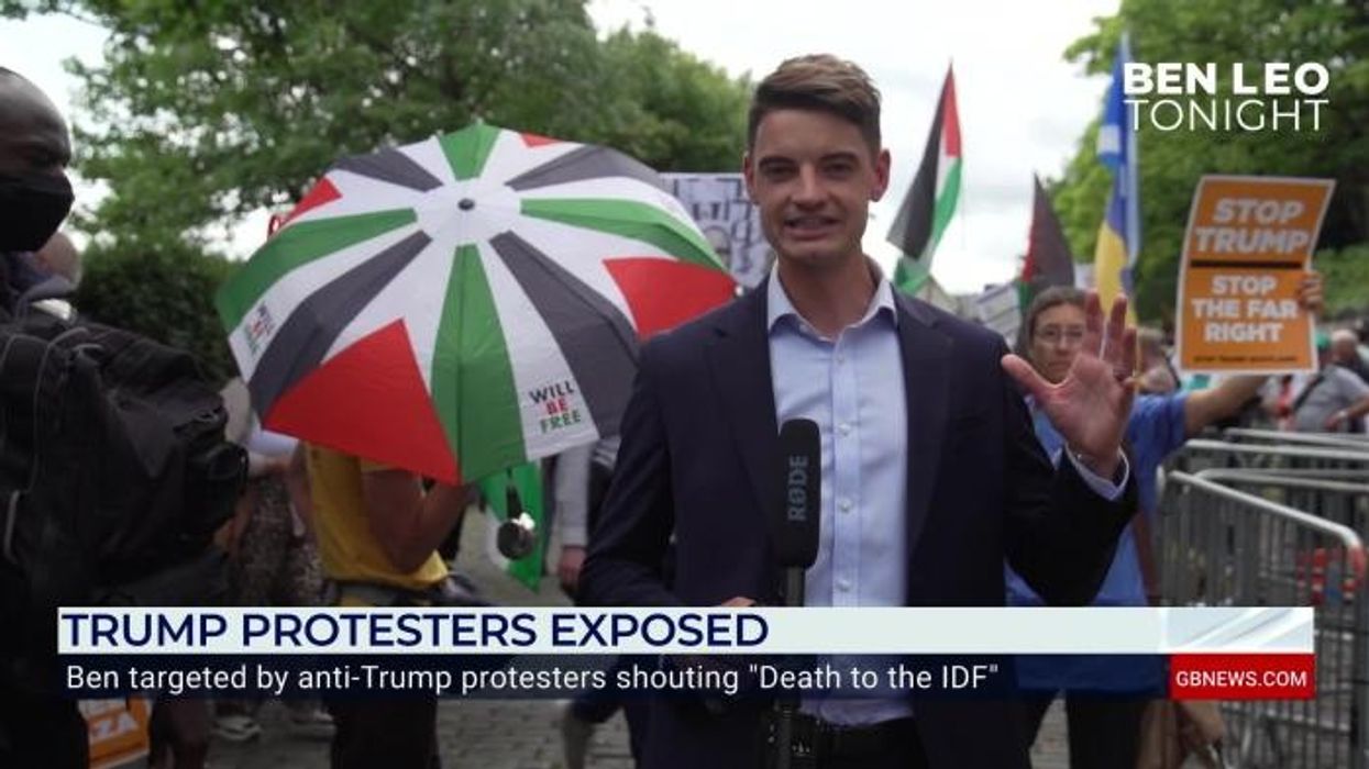 'You are scum!' GB News star TARGETED by anti-Trump protesters shouting 'Death to the IDF'