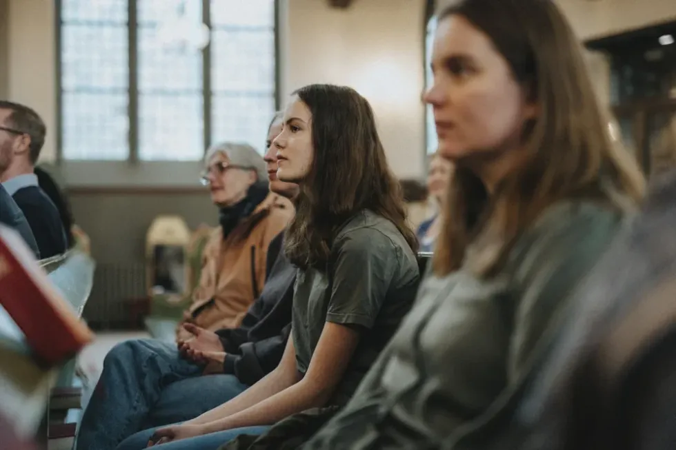 Young people in church