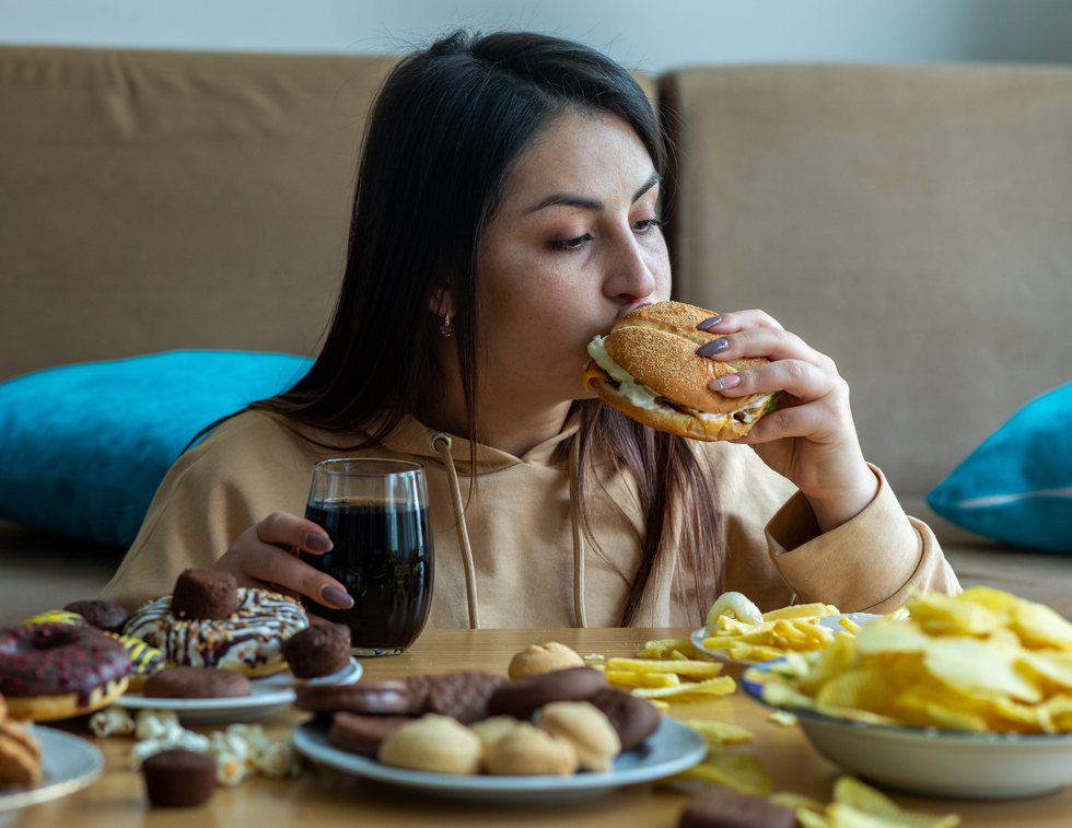 Young person eating fast food