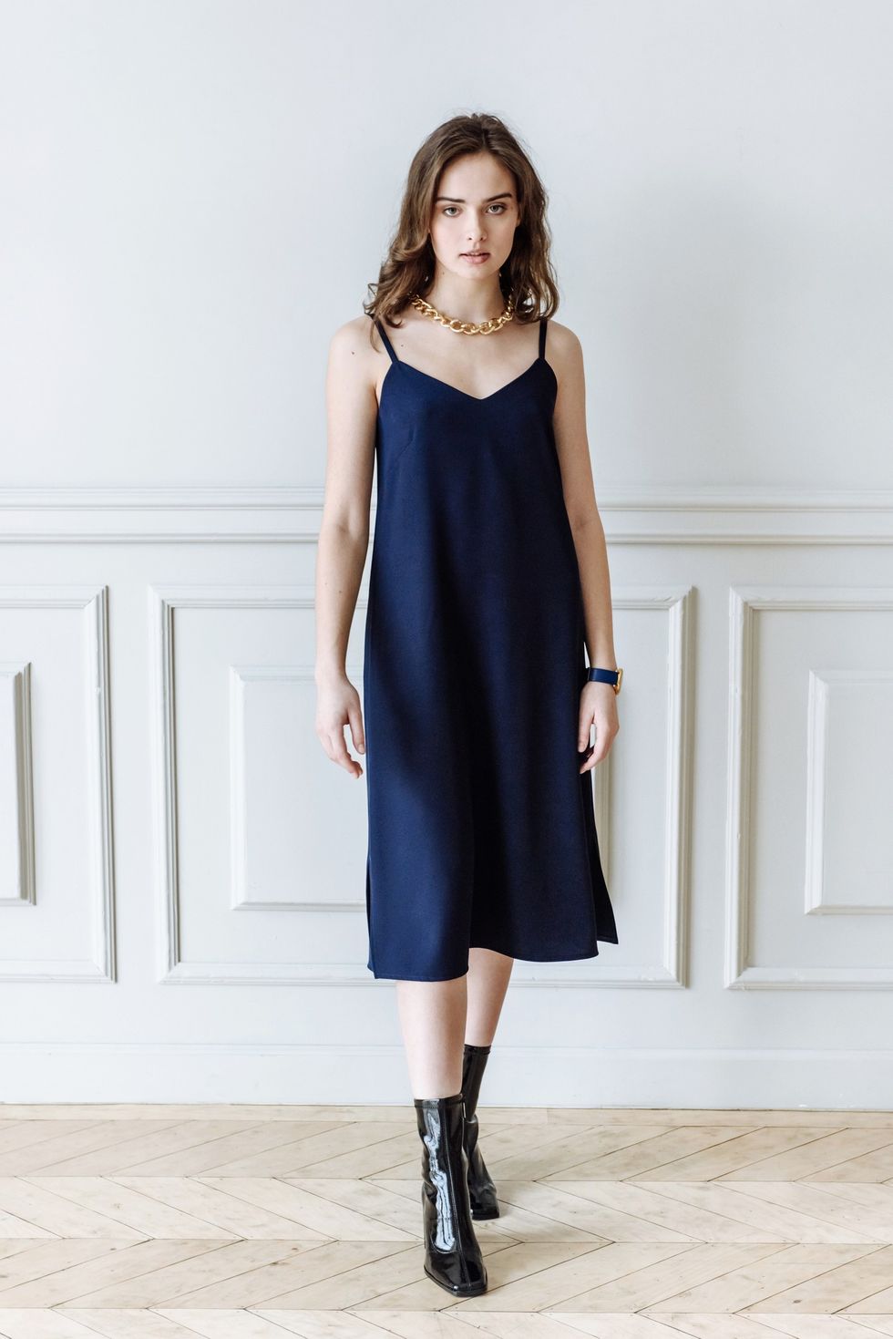 Young woman wearing a slip dress