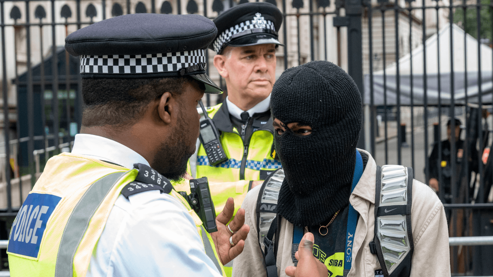 Youth wearing a balaclava in London