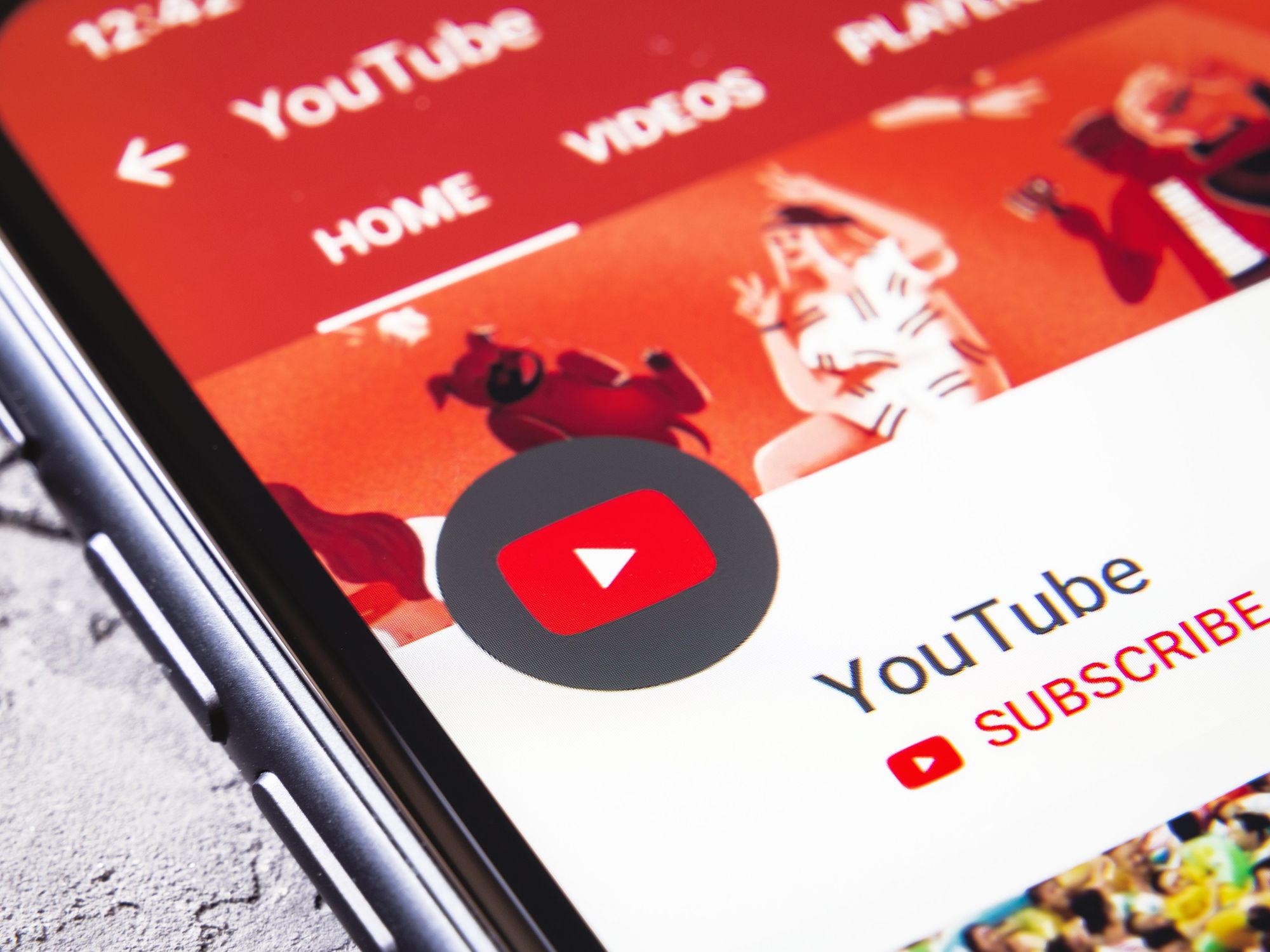 YouTube app pictured on a smartphone screen