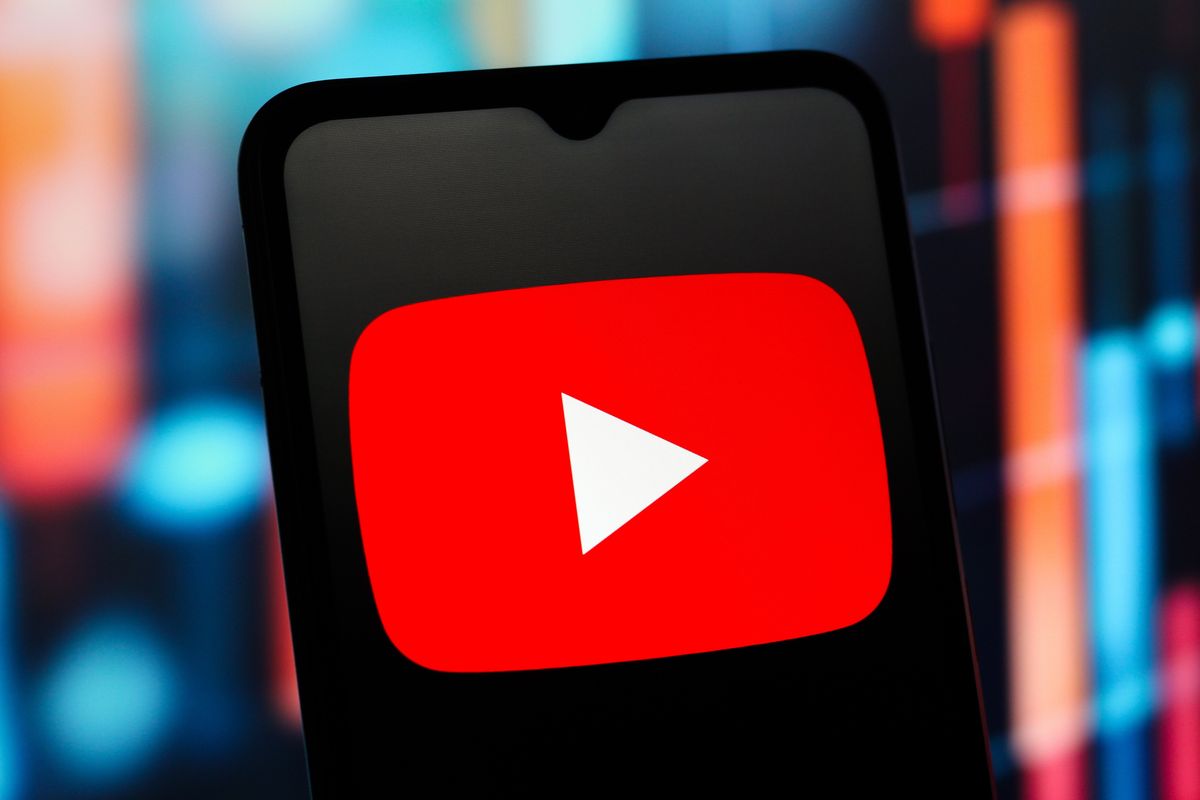 YouTube logo on smartphone