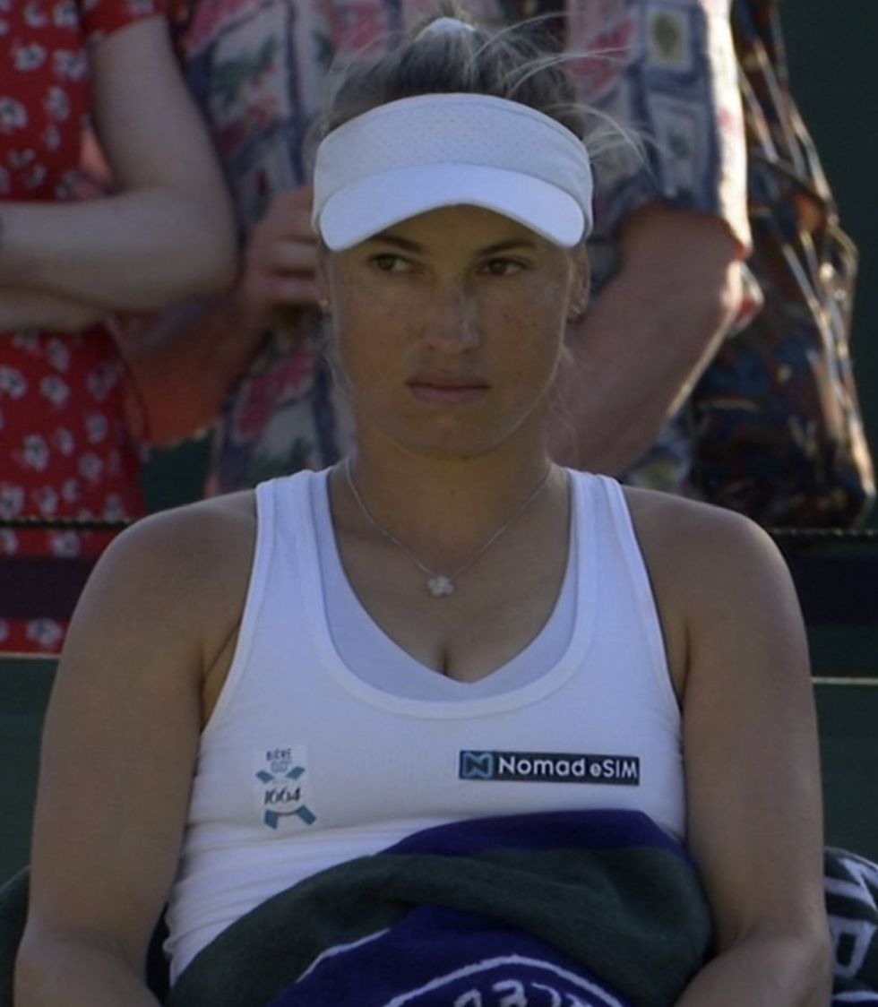 Yulia Putintseva halted her first-round Wimbledon match after spotting a 'crazy' fan with a knife