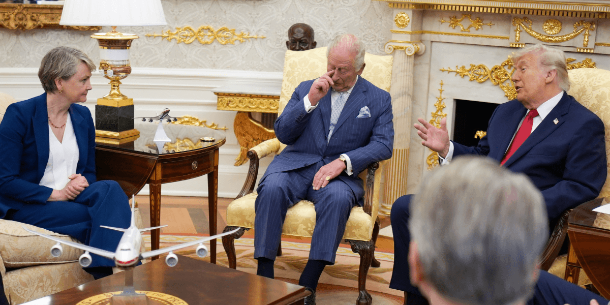 Yvette Cooper looks on as King Charles left in stitches during Donald Trump crunch talks Yvette Cooper looks on as King Charles left in stitches during Donald Trump crunch talks