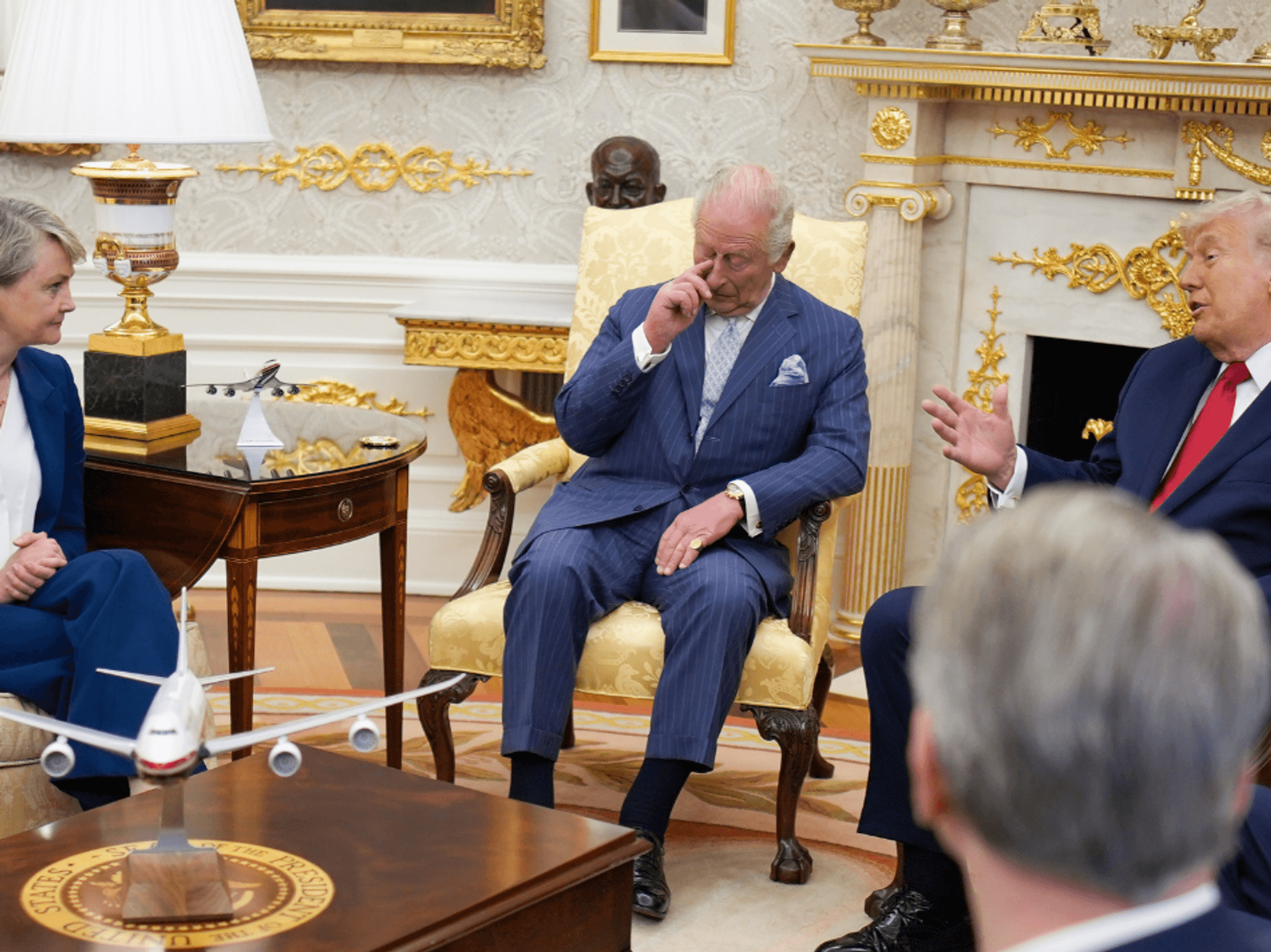 Yvette Cooper, King Charles and Donald Trump