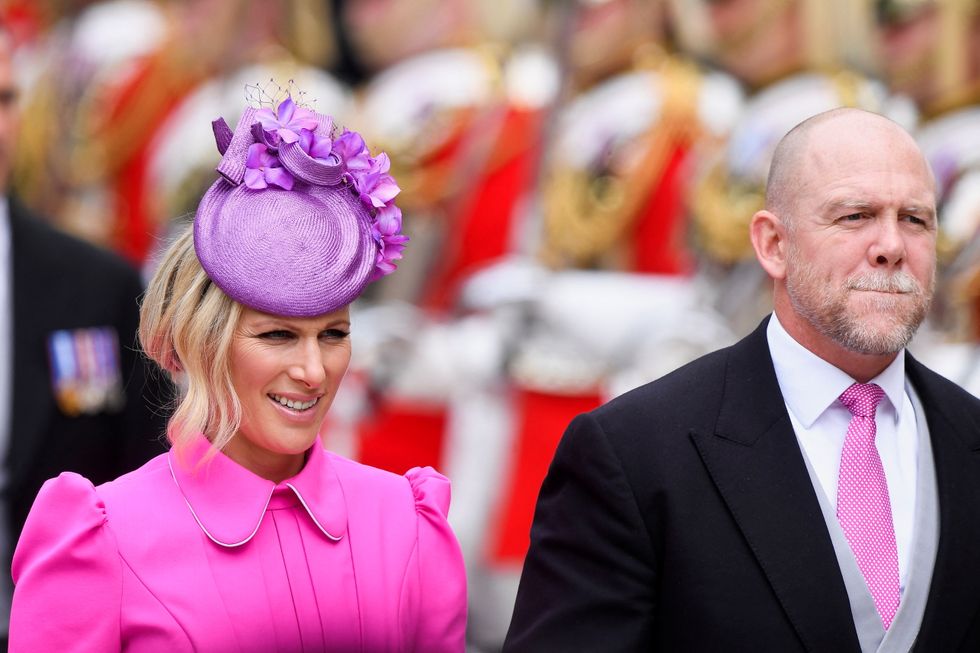Zara Tindall and her husband Mike Tindall arrive for the National Service of Thanksgiving