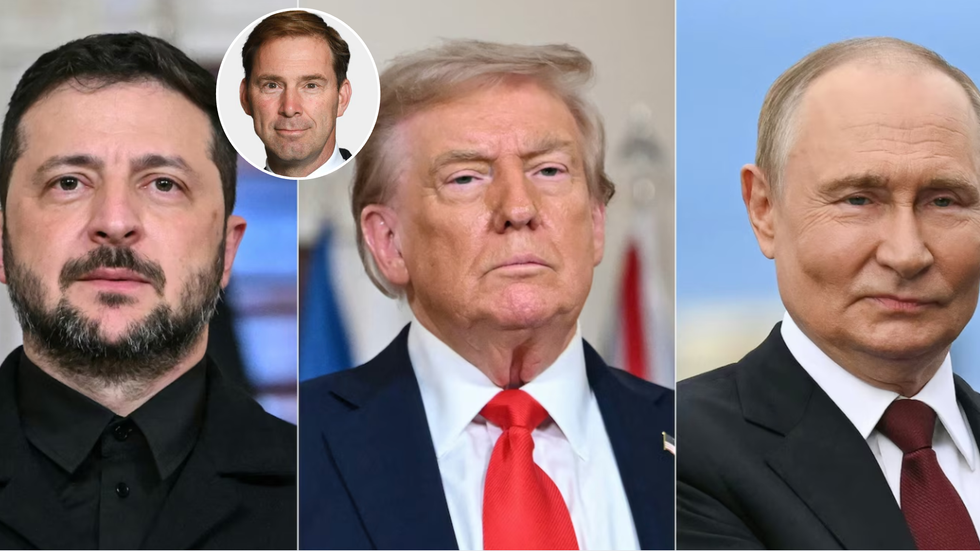 Zelensky (left), Donald Trump (middle), Vladimir Putin (right)