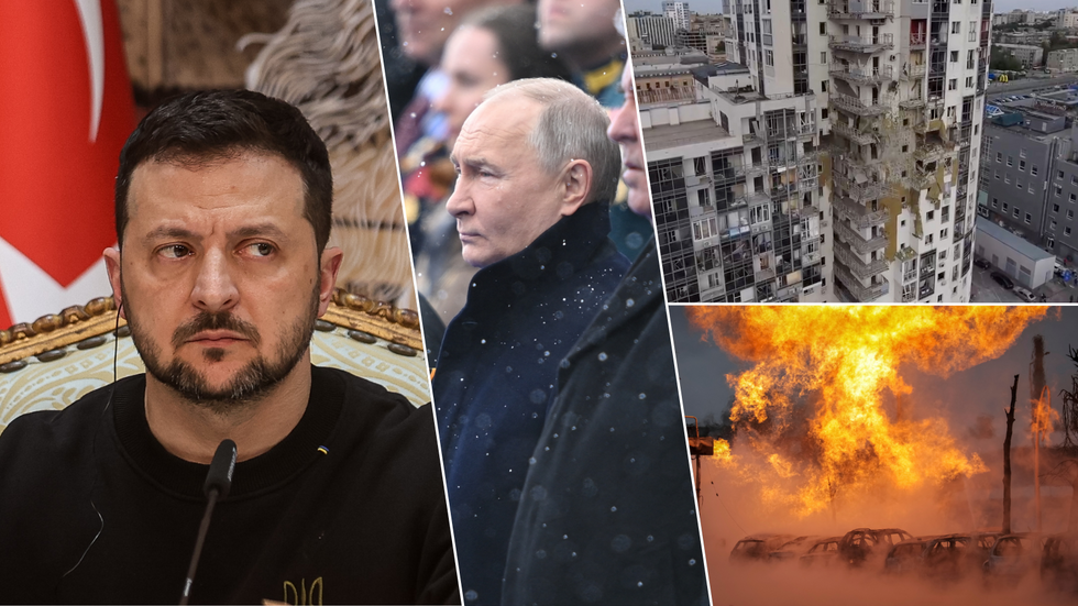 Zelensky/Putin/Kharkiv explosion/tower block damage