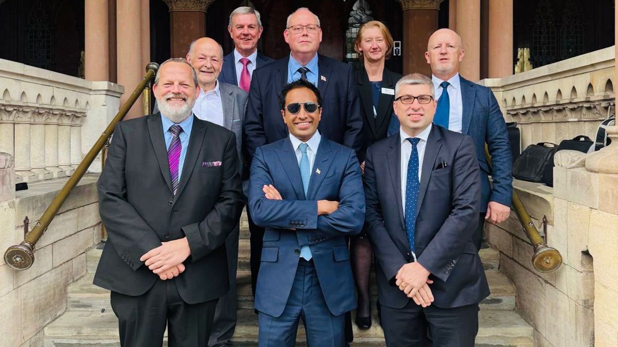 Zia Yusuf with Council Leader Mark Arnull, Deputy Leader James Petter and the Reform UK cabinet on West Northamptonshire Council
