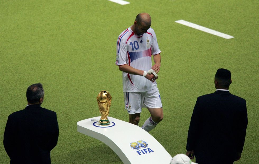 Zinedine Zidane walks past the World Cup final after his dismissal in the 2006 final