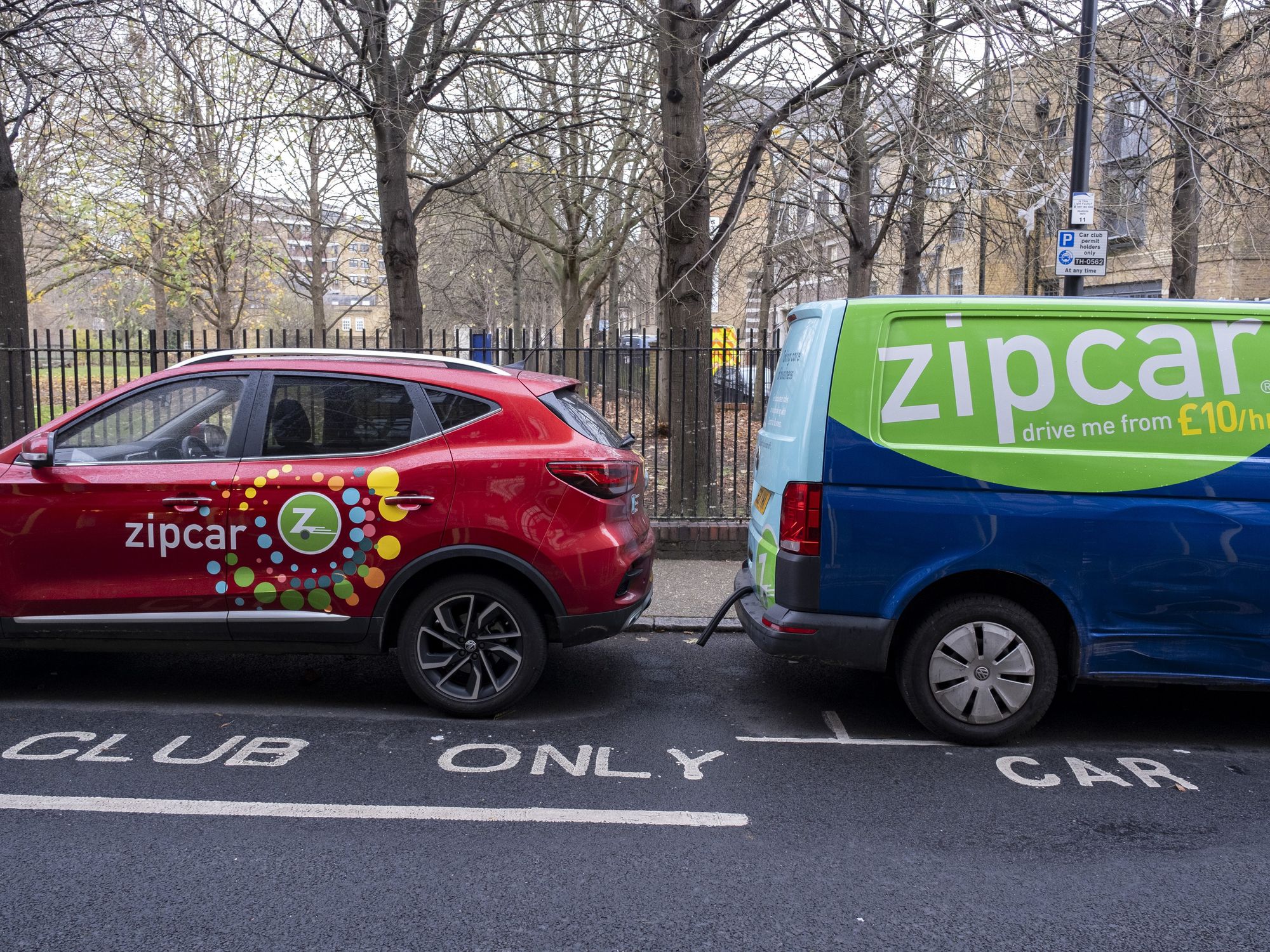 Zipcar vehicles parked in London