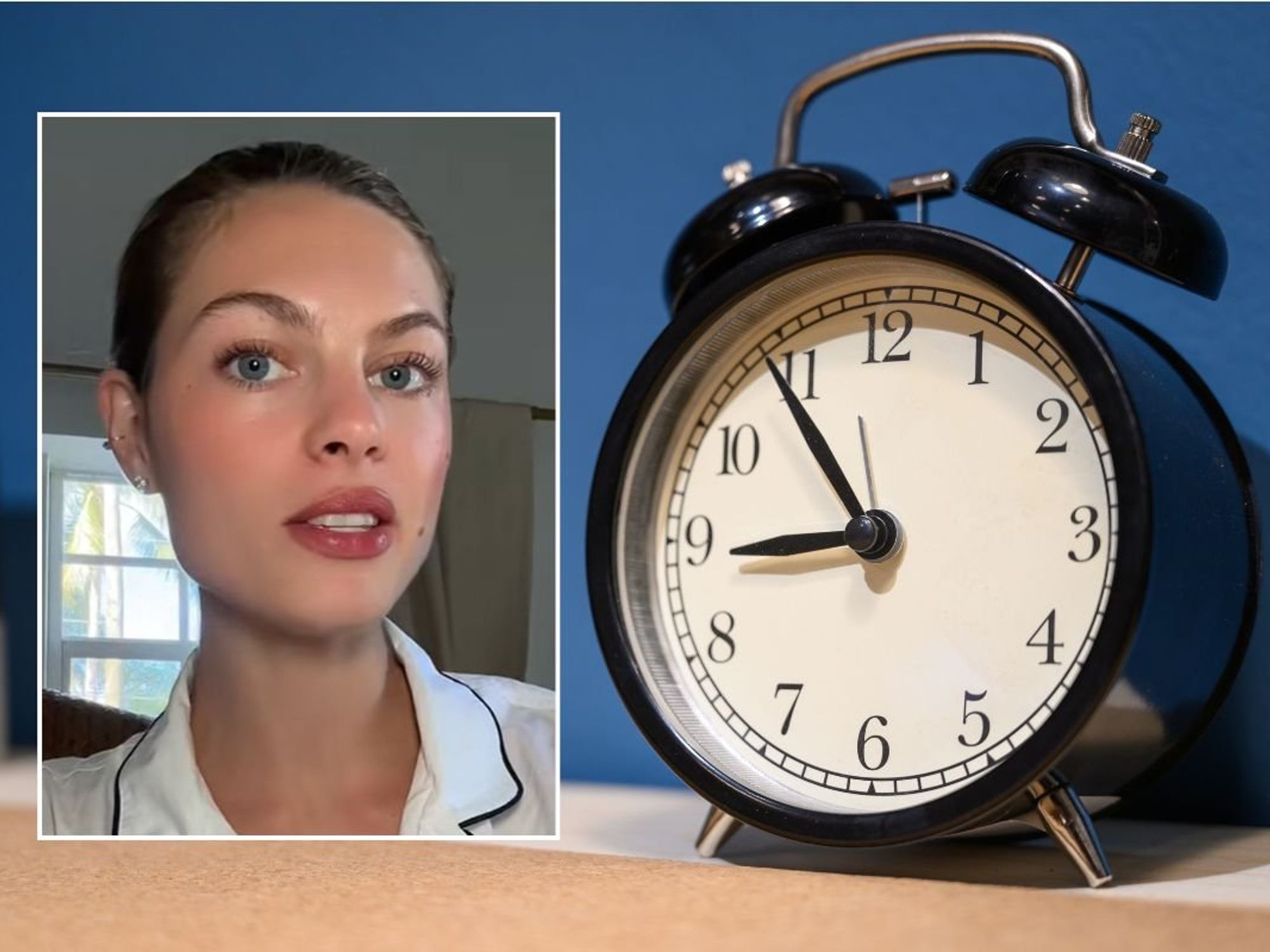 Zoe headshot and alarm clock