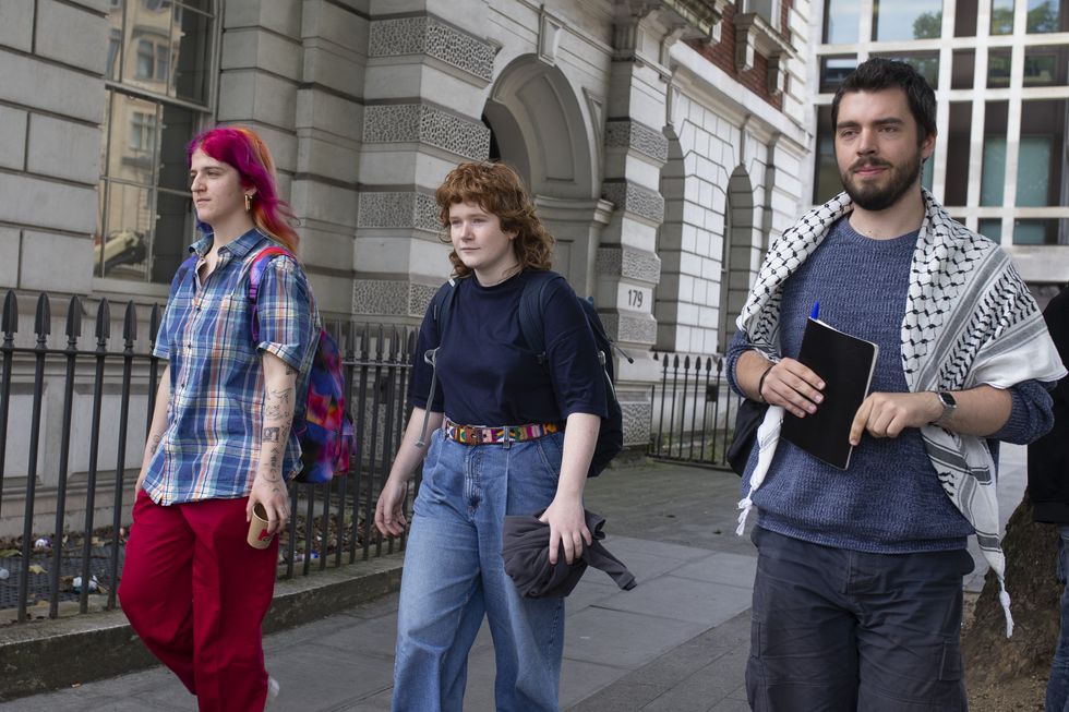 Zosia Lewis, Daniel Formentin and Leonorah Ward leave Westminster Magistrates' Court\u200b