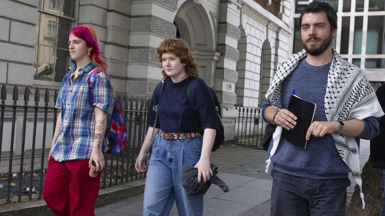 Zosia Lewis, Daniel Formentin and Leonorah Ward leave Westminster Magistrates' Court